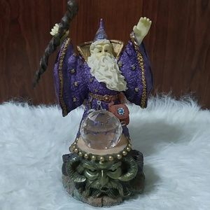 Purple Wizard with Crystal Ball Statue
